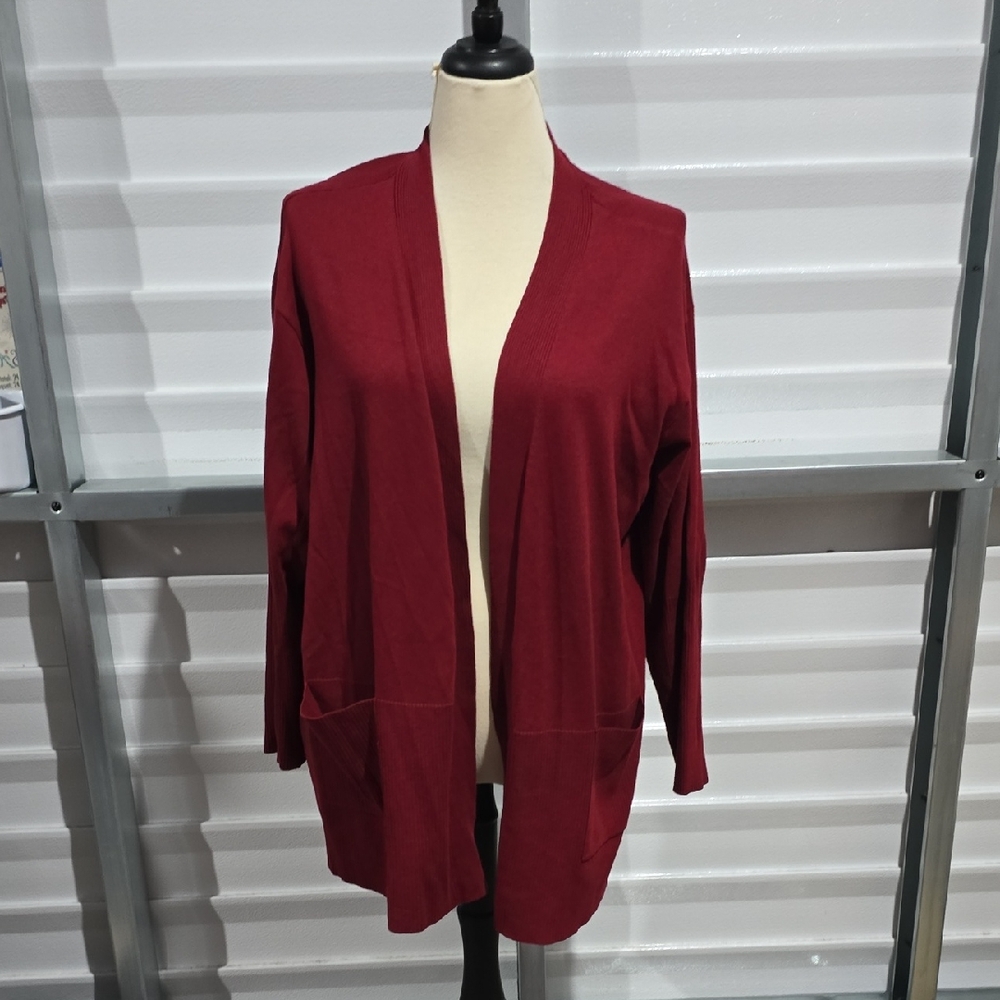 Terra & Sky Deep Red Women's Cardigan Size 3X
